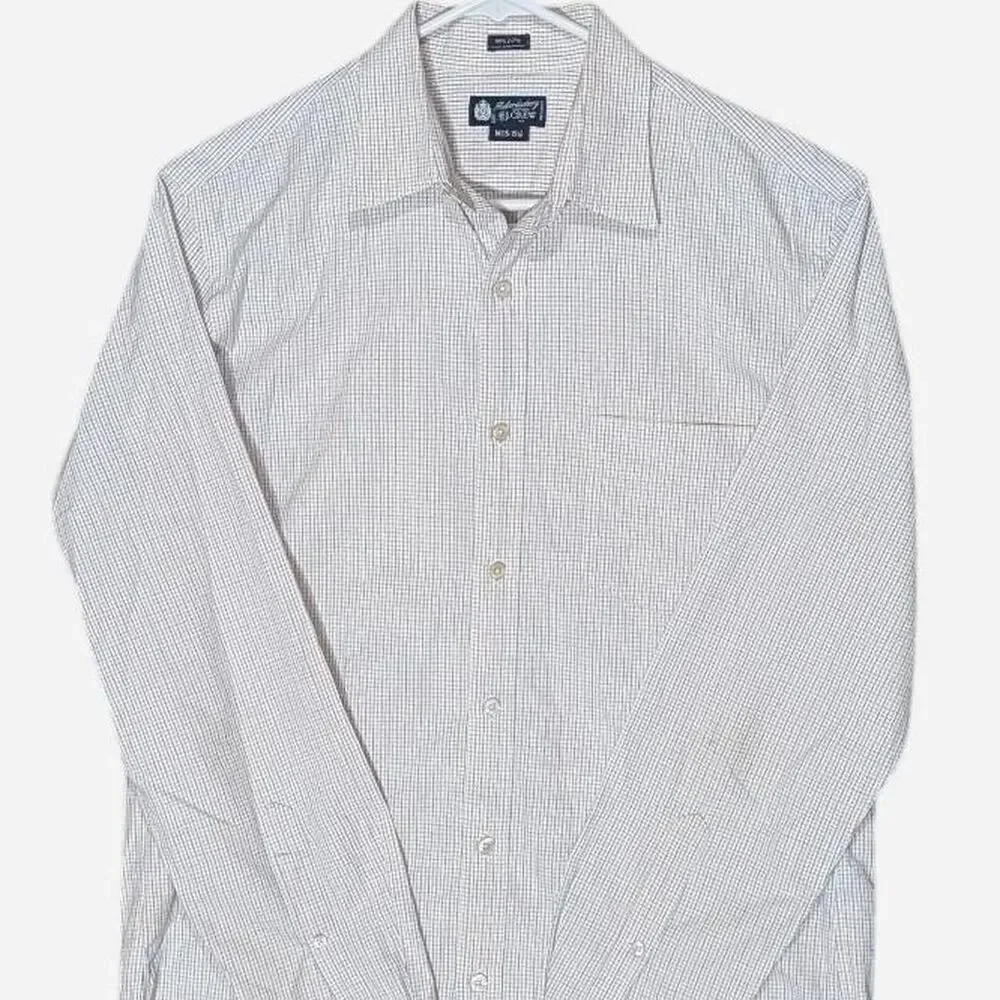 J.Crew Haberdashery Shirt Mens M Orange Blue Grid Plaid 80s 2-Ply Cotton L/S